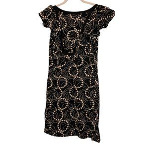 Frock Tracy Reese black cream Sun star Moroccan tile print silk dress CR…